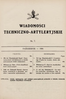 Wiadomości Techniczno-Artyleryjskie. 1930, nr 7