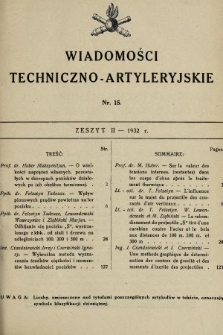 Wiadomości Techniczno-Artyleryjskie. 1932, nr 15