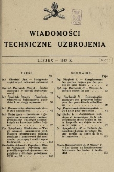 Wiadomości Techniczne Uzbrojenia. 1933, nr 21