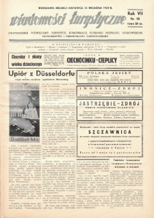 Wiadomości Turystyczne : dwutygodnik poświęcony turystyce, komunikacji, ochronie przyrody, uzdrowiskom, hotelarstwu i przemysłowi turystycznemu. 1937, nr 18