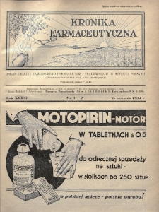 Kronika Farmaceutyczna : organ Związku Zawodowego Farmaceutów-Pracowników w Rzplitej Polskiej. 1934, nr 1-2