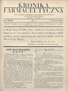 Kronika Farmaceutyczna : organ Związku Zawodowego Farmaceutów-Pracowników w Rzeczypospolitej Polskiej. 1934, nr 7