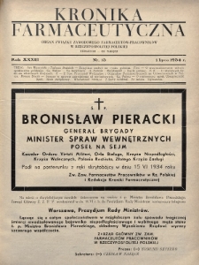 Kronika Farmaceutyczna : organ Związku Zawodowego Farmaceutów-Pracowników w Rzeczypospolitej Polskiej. 1934, nr 13