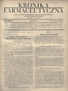 Kronika Farmaceutyczna : organ Związku Zawodowego Farmaceutów-Pracowników w Rzeczypospolitej Polskiej. 1934, nr 15-16