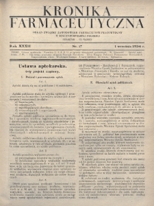 Kronika Farmaceutyczna : organ Związku Zawodowego Farmaceutów-Pracowników w Rzeczypospolitej Polskiej. 1934, nr 17