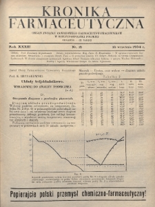 Kronika Farmaceutyczna : organ Związku Zawodowego Farmaceutów-Pracowników w Rzeczypospolitej Polskiej. 1934, nr 18