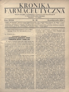 Kronika Farmaceutyczna : organ Związku Zawodowego Farmaceutów-Pracowników w Rzeczypospolitej Polskiej. 1934, nr 20