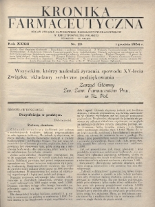 Kronika Farmaceutyczna : organ Związku Zawodowego Farmaceutów-Pracowników w Rzeczypospolitej Polskiej. 1934, nr 23