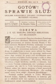 Gotów! Sprawie Służ! : okólnik Kieleckiego Związku Stowarzyszeń Młodzieży Polskiej. R. 1, 1927, nr 1