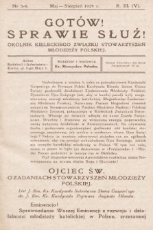 Gotów! Sprawie Służ! : okólnik Kieleckiego Związku Stowarzyszeń Młodzieży Polskiej. R. 3, 1929, nr 5-8