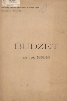 Budżet na Rok 1939-1940