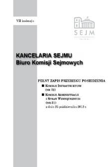 Pełny Zapis Przebiegu Posiedzenia Komisji Administracji i Spraw Wewnętrznych (nr 51) z dnia 23 października 2012 r.