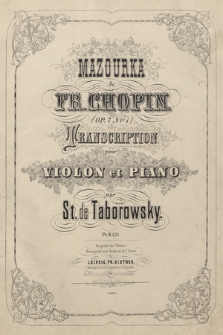 Mazourka : (op. 7 no. 1) : transcription pour violon et piano