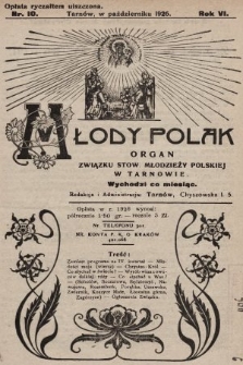 Młody Polak : organ Związku Stow. Młodzieży Polskiej w Tarnowie. 1926, nr 10