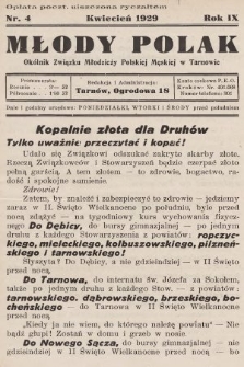 Młody Polak : okólnik Związku Młodzieży Polskiej Męskiej w Tarnowie. 1929, nr 4