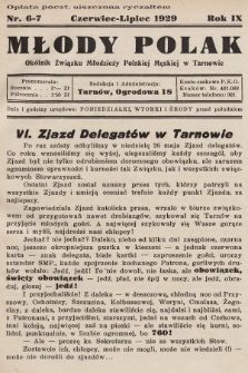 Młody Polak : okólnik Związku Młodzieży Polskiej Męskiej w Tarnowie. 1929, nr 6-7