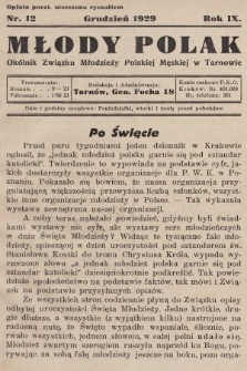 Młody Polak : okólnik Związku Młodzieży Polskiej Męskiej w Tarnowie. 1929, nr 12