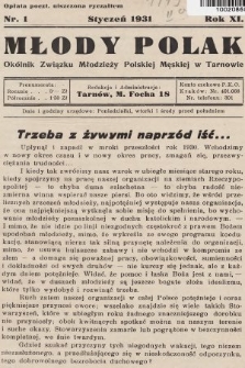 Młody Polak : okólnik Związku Młodzieży Polskiej Męskiej w Tarnowie. 1931, nr 1