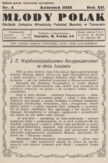 Młody Polak : okólnik Związku Młodzieży Polskiej Męskiej w Tarnowie. 1932, nr 4