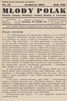 Młody Polak : okólnik Związku Młodzieży Polskiej Męskiej w Tarnowie. 1933, nr 12