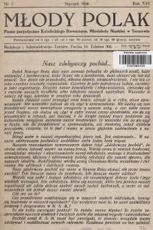 Młody Polak : pismo perjodyczne Katolickiego Stowarzysz. Młodzieży Męskiej w Tarnowie. 1936, nr 1
