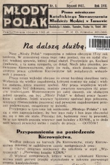 Młody Polak : pismo miesięczne Katolickiego Stowarzyszenia Młodzieży Męskiej w Tarnowie. 1937, nr 1