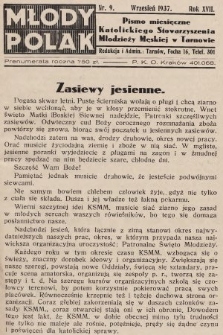Młody Polak : pismo miesięczne Katolickiego Stowarzyszenia Młodzieży Męskiej w Tarnowie. 1937, nr 9