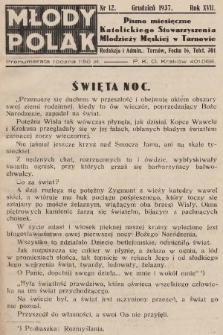 Młody Polak : pismo miesięczne Katolickiego Stowarzyszenia Młodzieży Męskiej w Tarnowie. 1937, nr 12