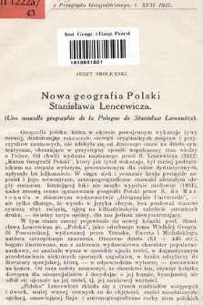 Nowa geografia Polski Stanisława Lencewicza = (Une nouvelle géographie de la Pologne de Stanisław Lencewicz)