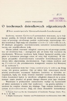 O izochronach dośrodkowych odgranicznych