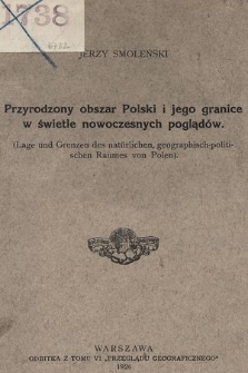 Przyrodzony obszar Polski i jego granice w świetle nowoczesnych poglądów