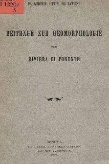 Beiträge zur Geomorphologie der Riviera di Ponente