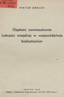 Gęstość zamieszkania ludności wiejskiej w województwie białostockim