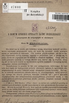 O nowym sposobie operacyi zaćmy niedojrzałej i przyczynek do antyseptyki w okulistyce