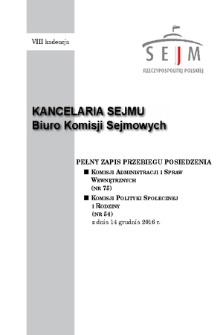 Pełny Zapis Przebiegu Posiedzenia Komisji Administracji i Spraw Wewnętrznych (nr 75) z dnia 14 grudnia 2016 r.