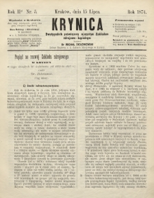 Krynica : dwutygodnik poświęcony ojczystym zakładom zdrojowo-kąpielowym. 1874, nr 5