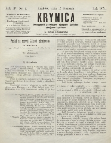 Krynica : dwutygodnik poświęcony ojczystym zakładom zdrojowo-kąpielowym. 1874, nr 7