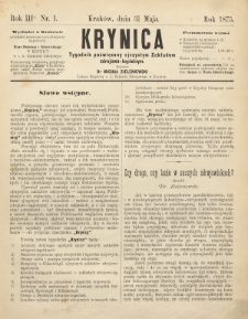 Krynica : tygodnik poświęcony ojczystym zakładom zdrojowo-kąpielowym. 1875, nr 1