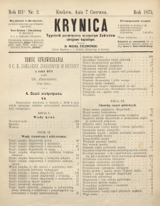 Krynica : tygodnik poświęcony ojczystym zakładom zdrojowo-kąpielowym. 1875, nr 2