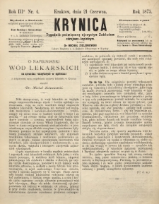 Krynica : tygodnik poświęcony ojczystym zakładom zdrojowo-kąpielowym. 1875, nr 4