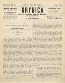 Krynica : tygodnik poświęcony ojczystym zakładom zdrojowo-kąpielowym. 1875, nr 9