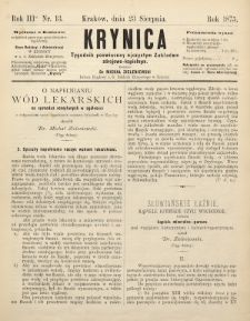 Krynica : tygodnik poświęcony ojczystym zakładom zdrojowo-kąpielowym. 1875, nr 13