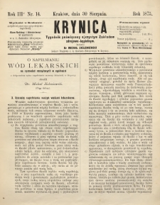 Krynica : tygodnik poświęcony ojczystym zakładom zdrojowo-kąpielowym. 1875, nr 14