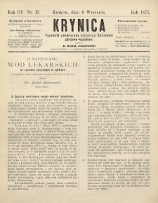 Krynica : tygodnik poświęcony ojczystym zakładom zdrojowo-kąpielowym. 1875, nr 15