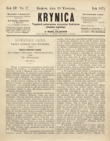 Krynica : tygodnik poświęcony ojczystym zakładom zdrojowo-kąpielowym. 1875, nr 17