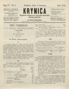 Krynica : tygodnik poświęcony ojczystym zakładom zdrojowo-kąpielowym. 1876, nr 2