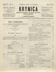 Krynica : tygodnik poświęcony ojczystym zakładom zdrojowo-kąpielowym. 1876, nr 3