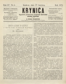 Krynica : tygodnik poświęcony ojczystym zakładom zdrojowo-kąpielowym. 1876, nr 5