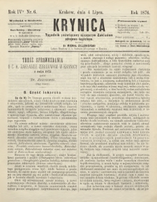 Krynica : tygodnik poświęcony ojczystym zakładom zdrojowo-kąpielowym. 1876, nr 6