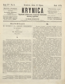 Krynica : tygodnik poświęcony ojczystym zakładom zdrojowo-kąpielowym. 1876, nr 9